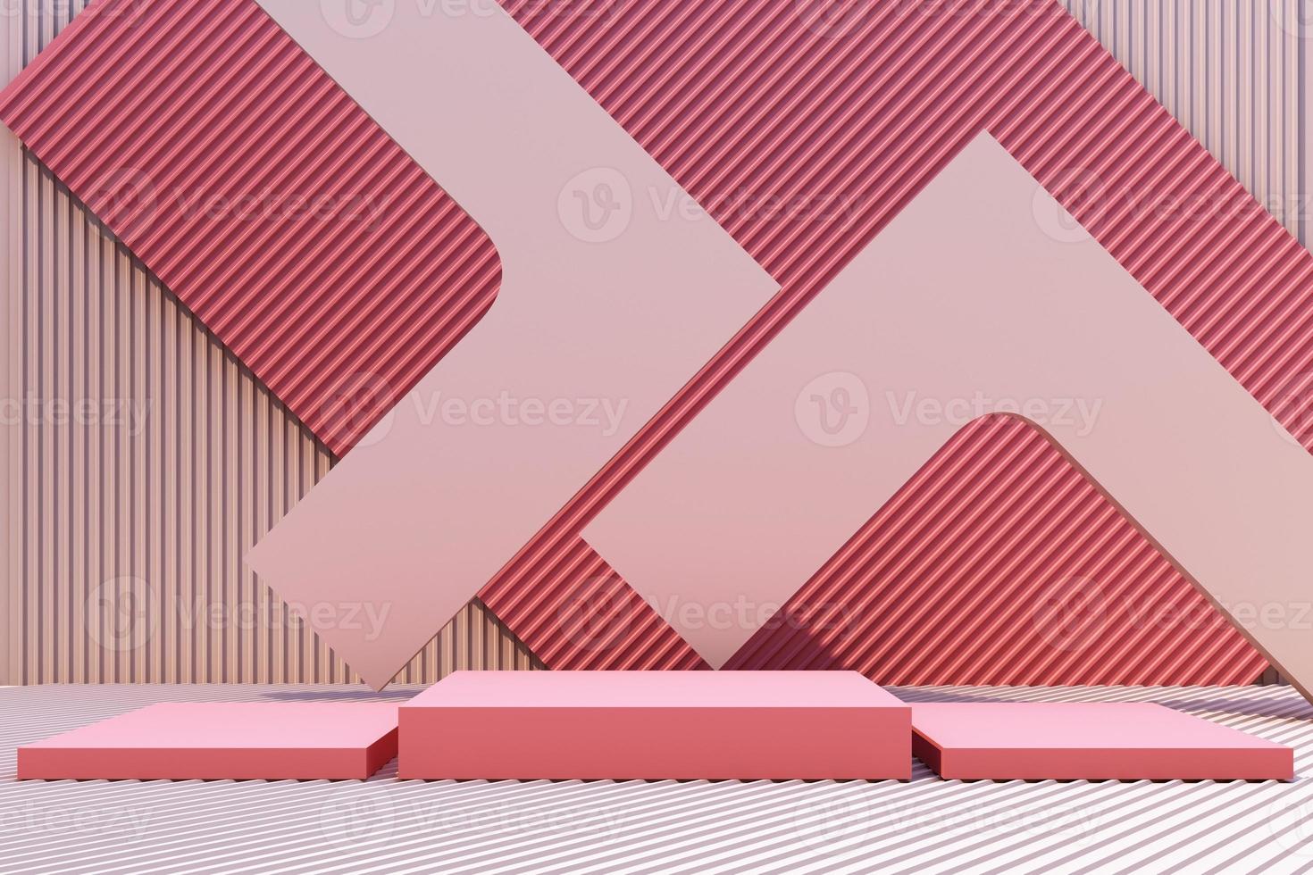 Product stand with pastel metal sheet background. 3d render photo