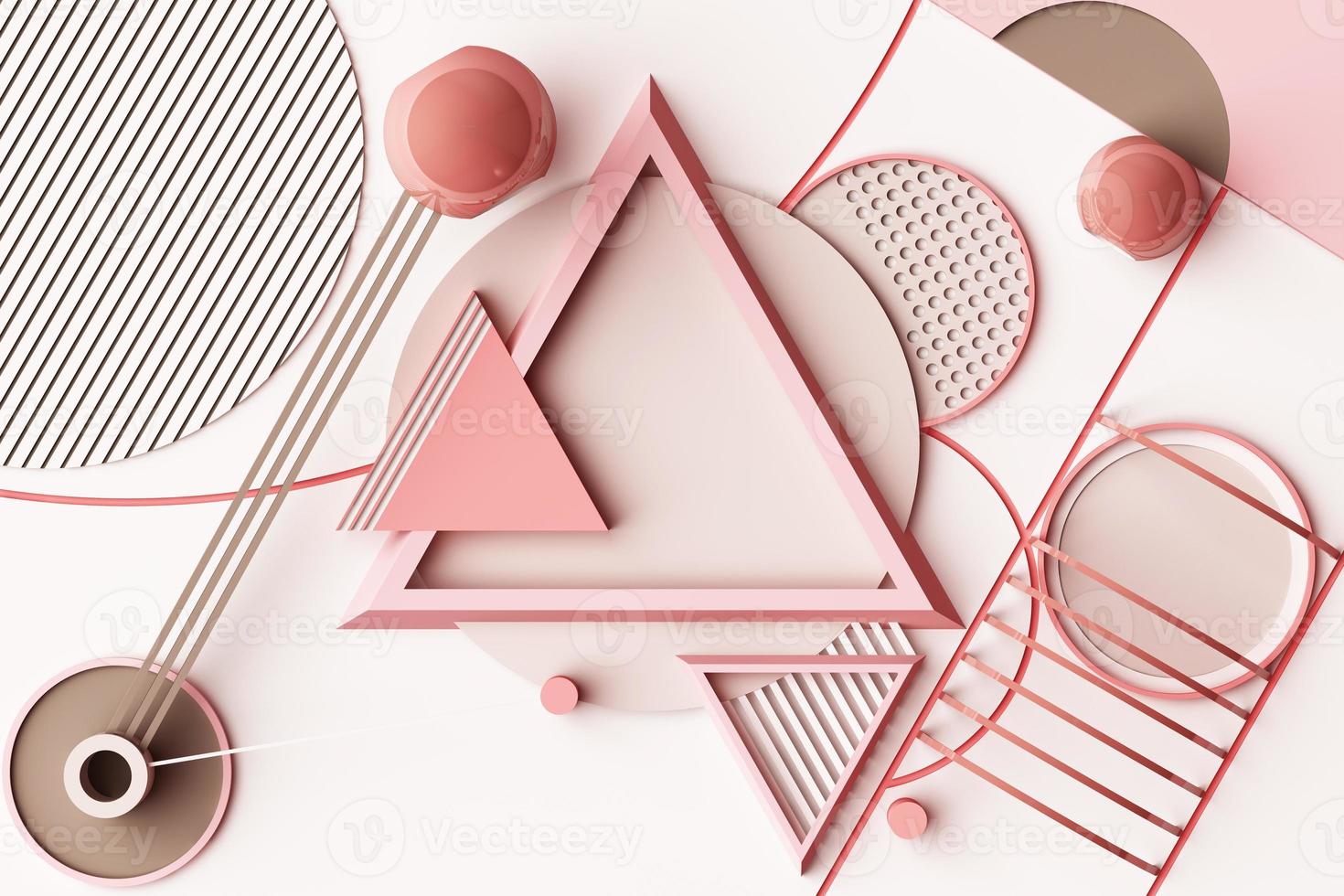 Design with composition of geometric memphis style shapes in pastel tone. 3d rendering illustration photo