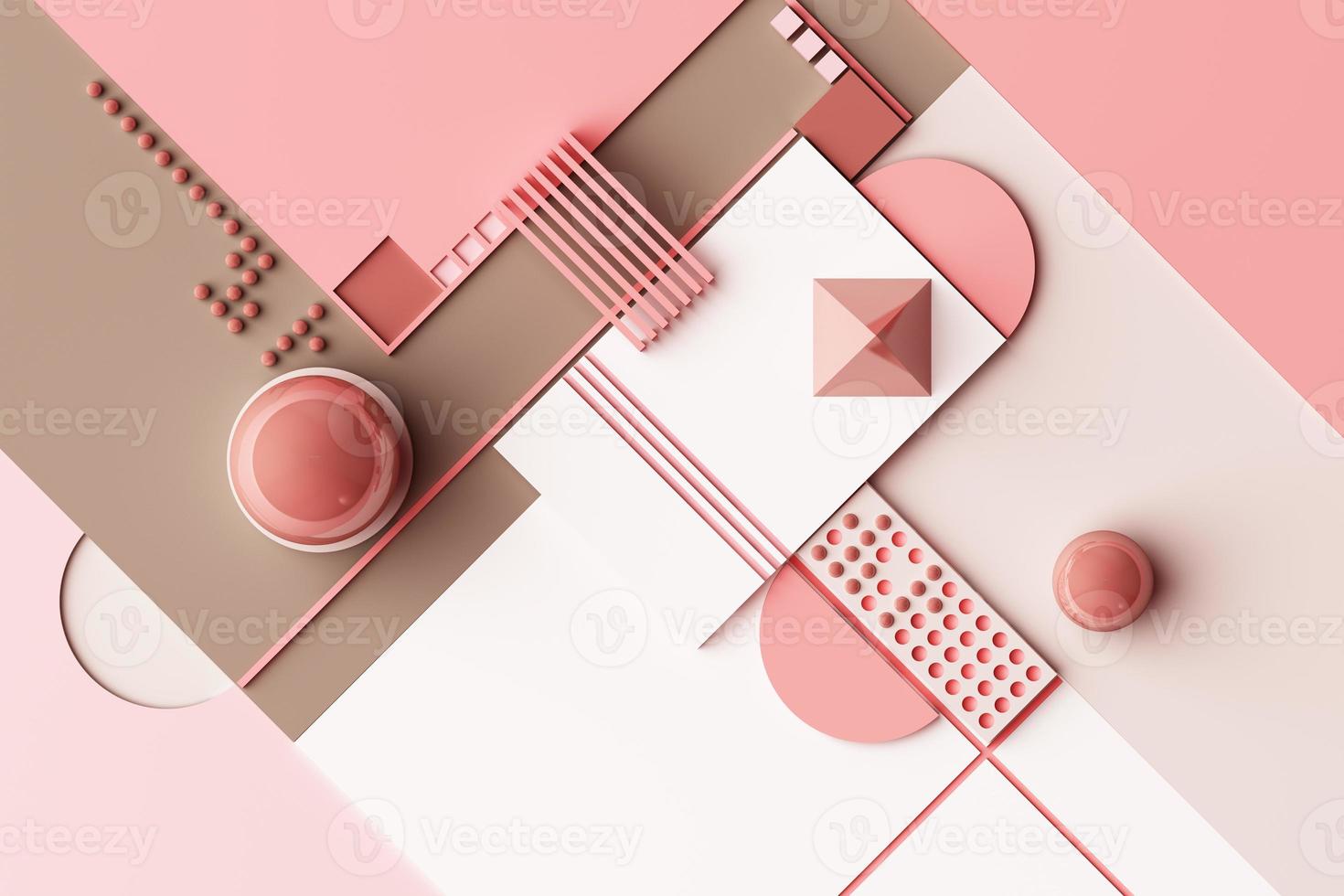 Design with composition of geometric memphis style shapes in pastel tone. 3d rendering illustration photo