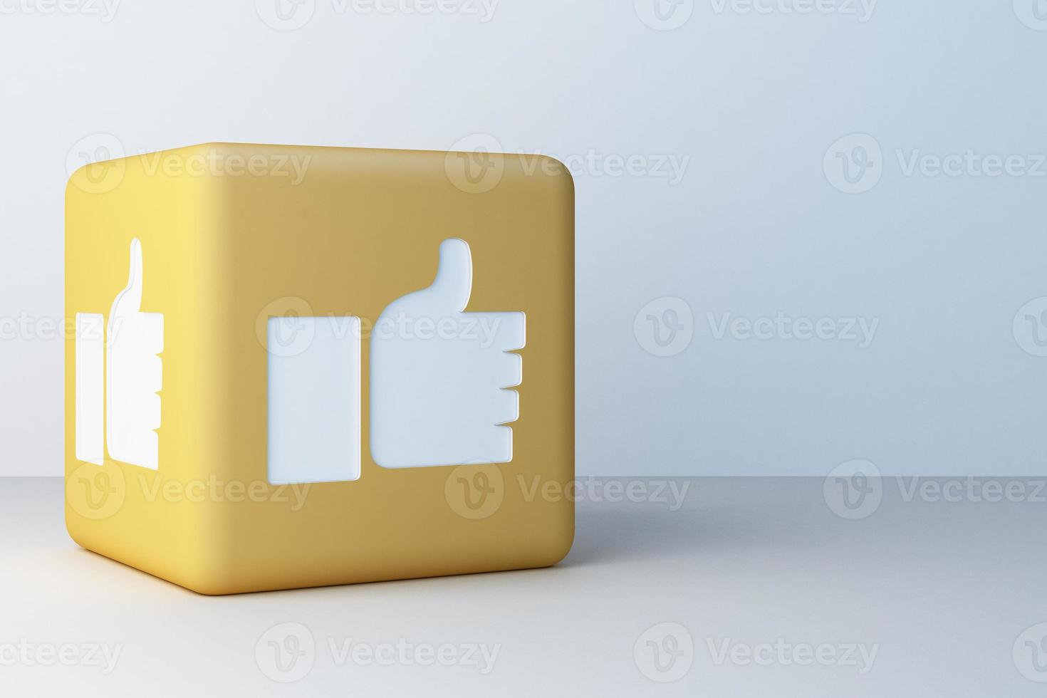 Like icon designed 3d box with white background. 3d rendering photo