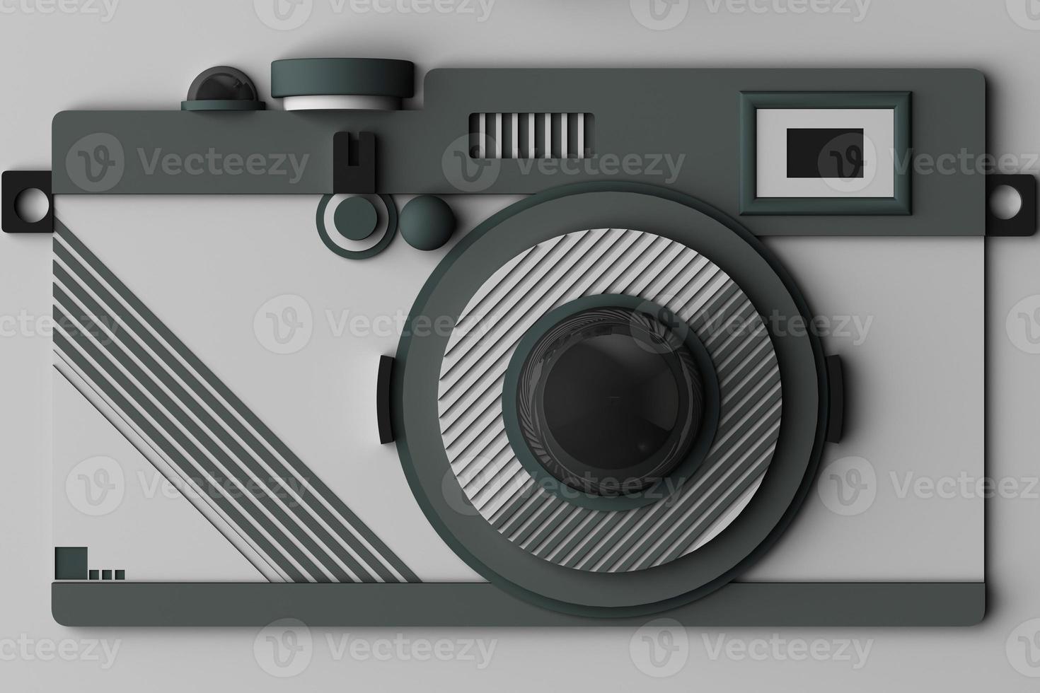 Design with composition the camera of geometric memphis style shapes in pastel tone. 3d rendering illustration photo