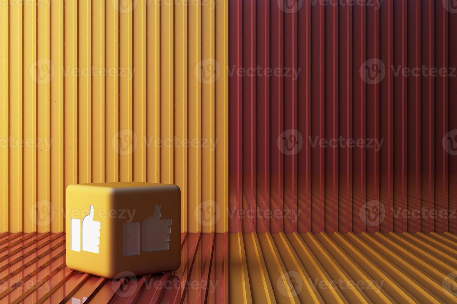 Like icon designed 3d box with white background. 3d rendering photo