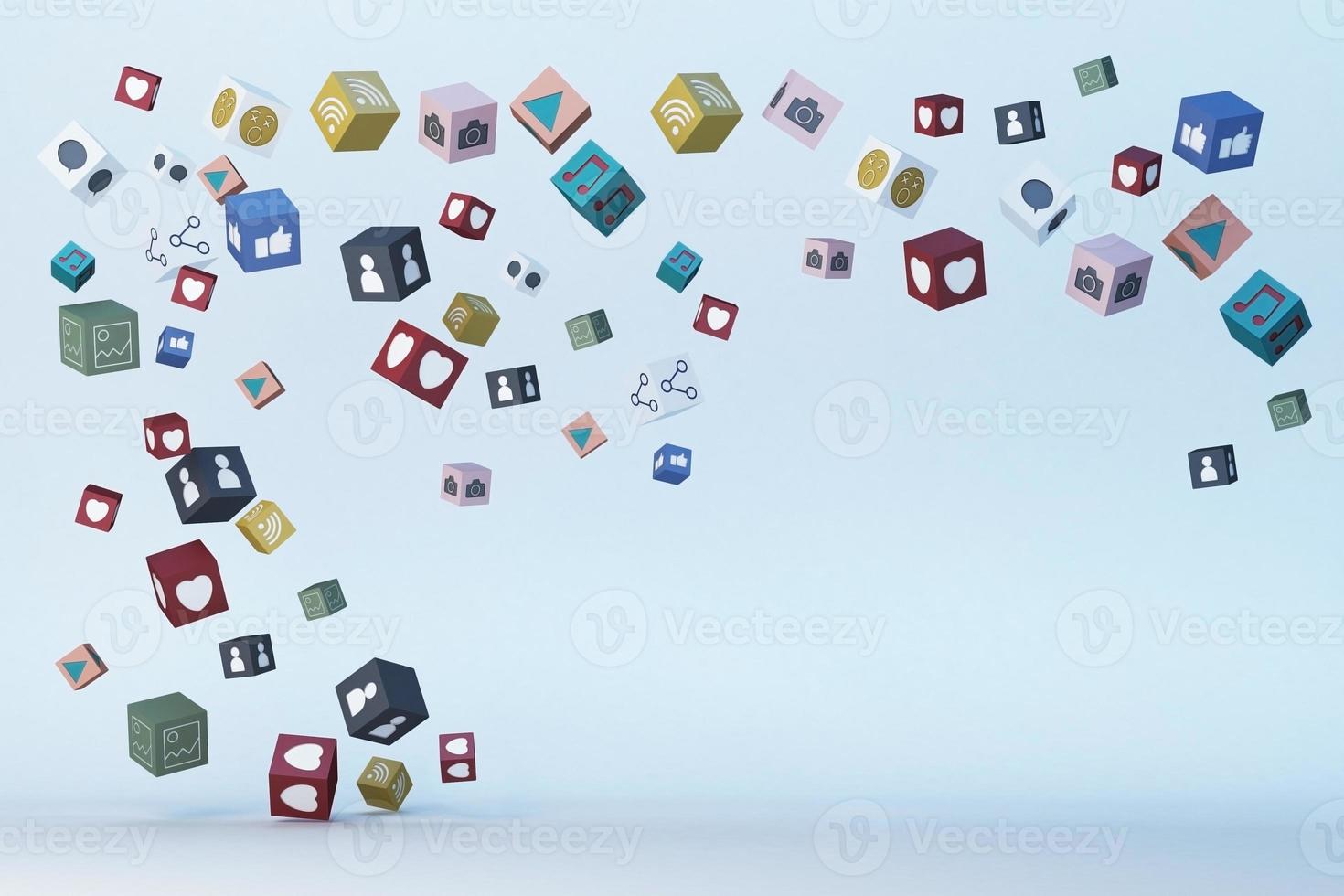 social media icon Heart Emoji and icon box. 3d rendering photo