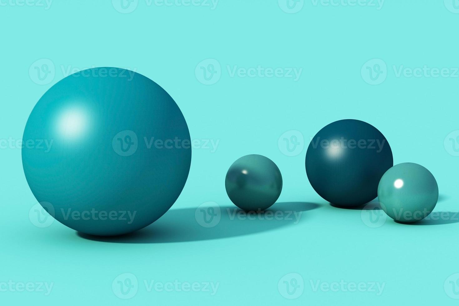 Geometric shapes with environment reflected on sphere. 3d rendering photo