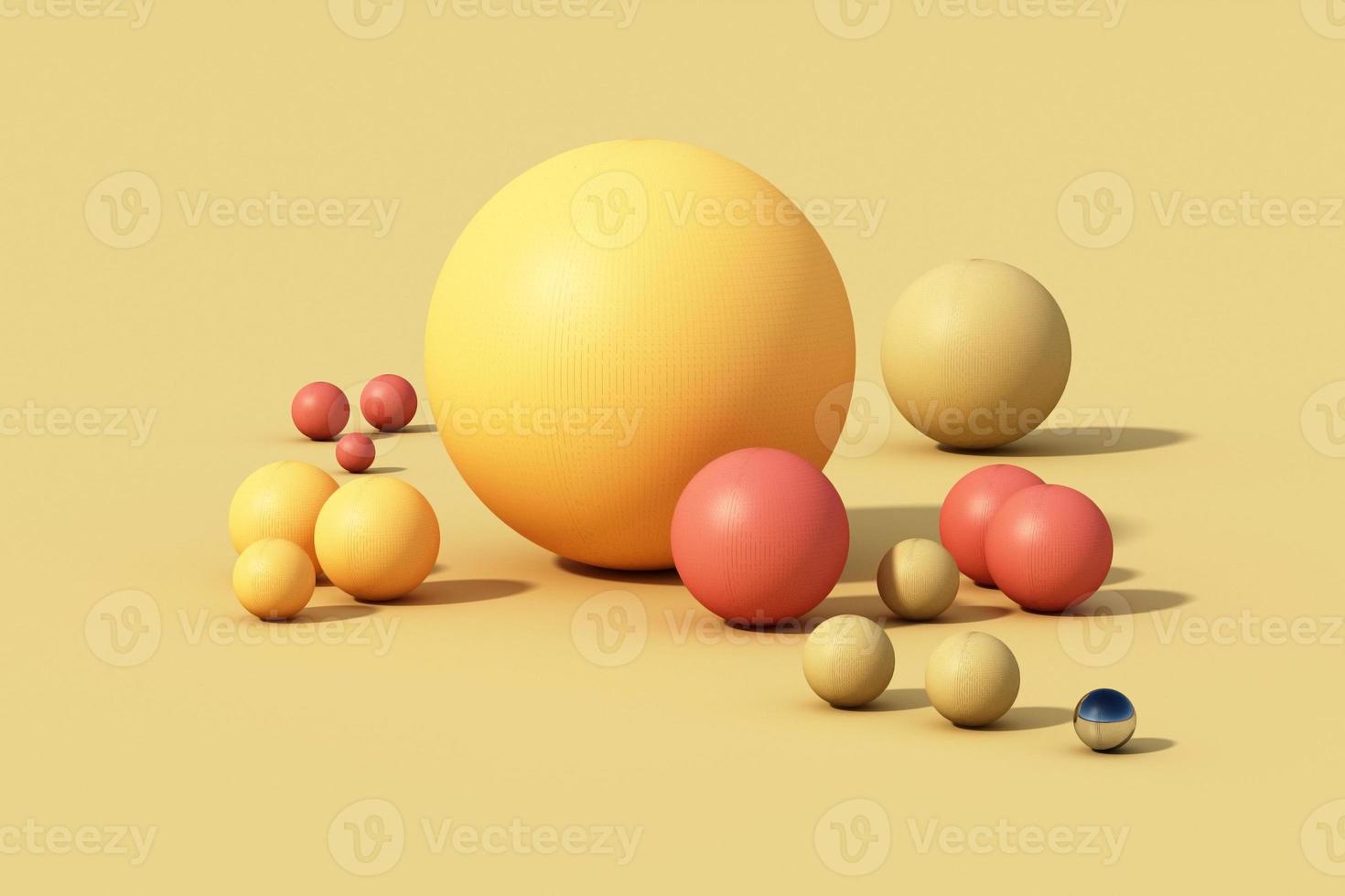 Geometric shapes with environment reflected on sphere. 3d rendering photo