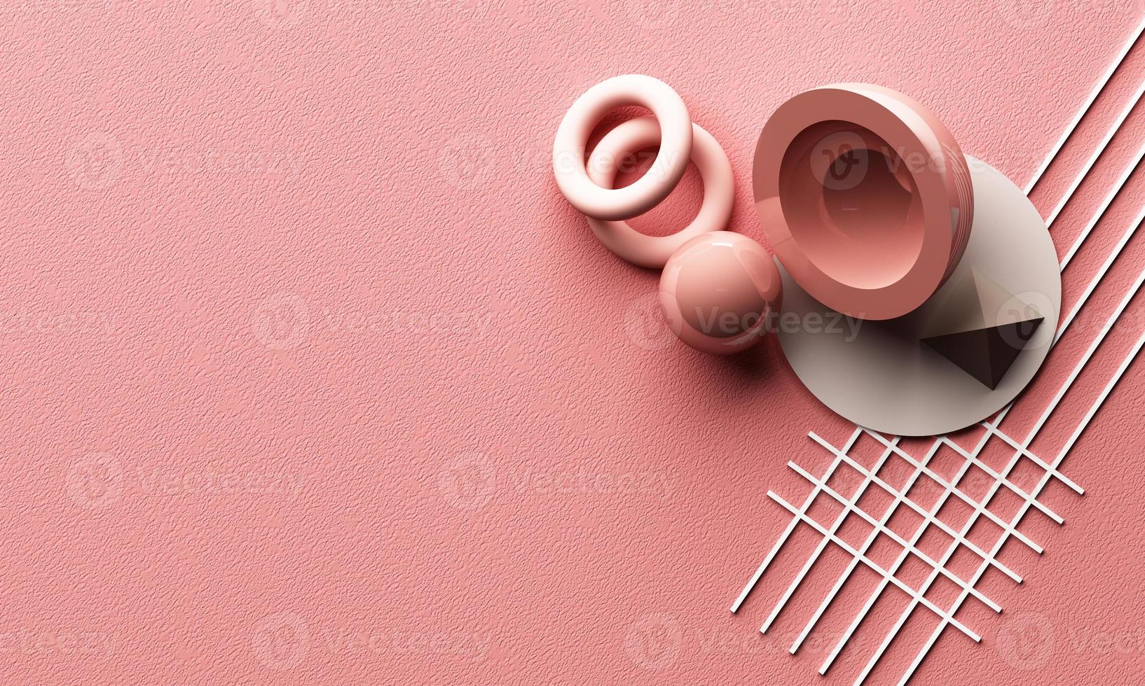 Design with composition of geometric shapes in pastel tone. 3d rendering illustration photo