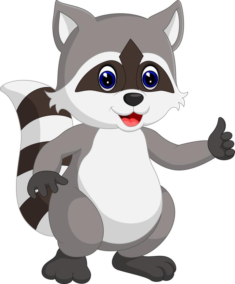 Raccoon cartoon waving vector