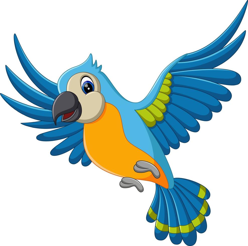 illustration of Cartoon funny macaw flying vector