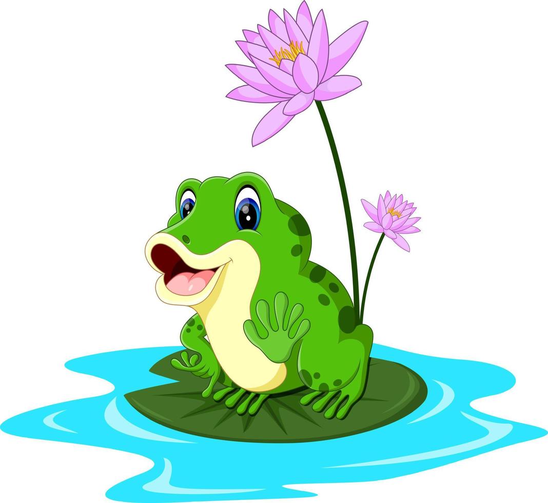 Cartoon cute frog of illustration vector