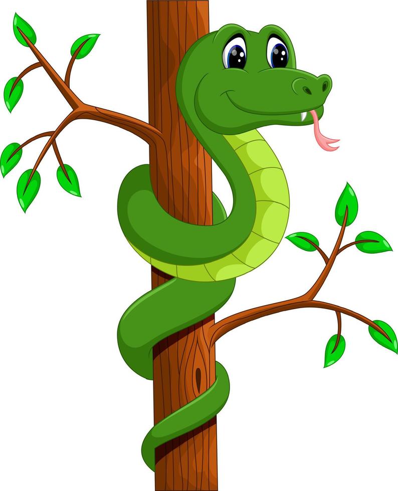 ilustración de dibujos animados lindo serpiente verde vector