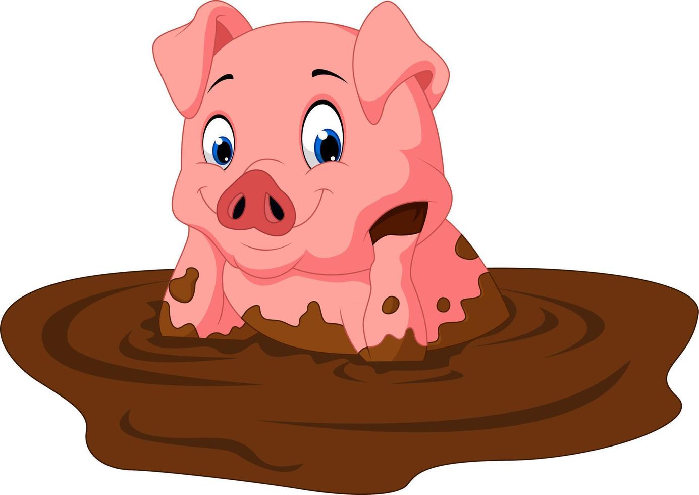 Cartoon funny pig sitting vector