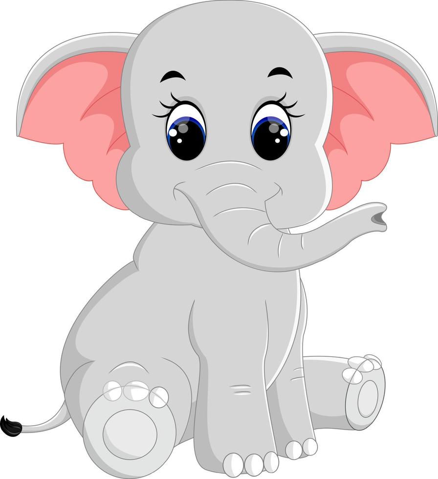 Cute elephant cartoon sitting vector