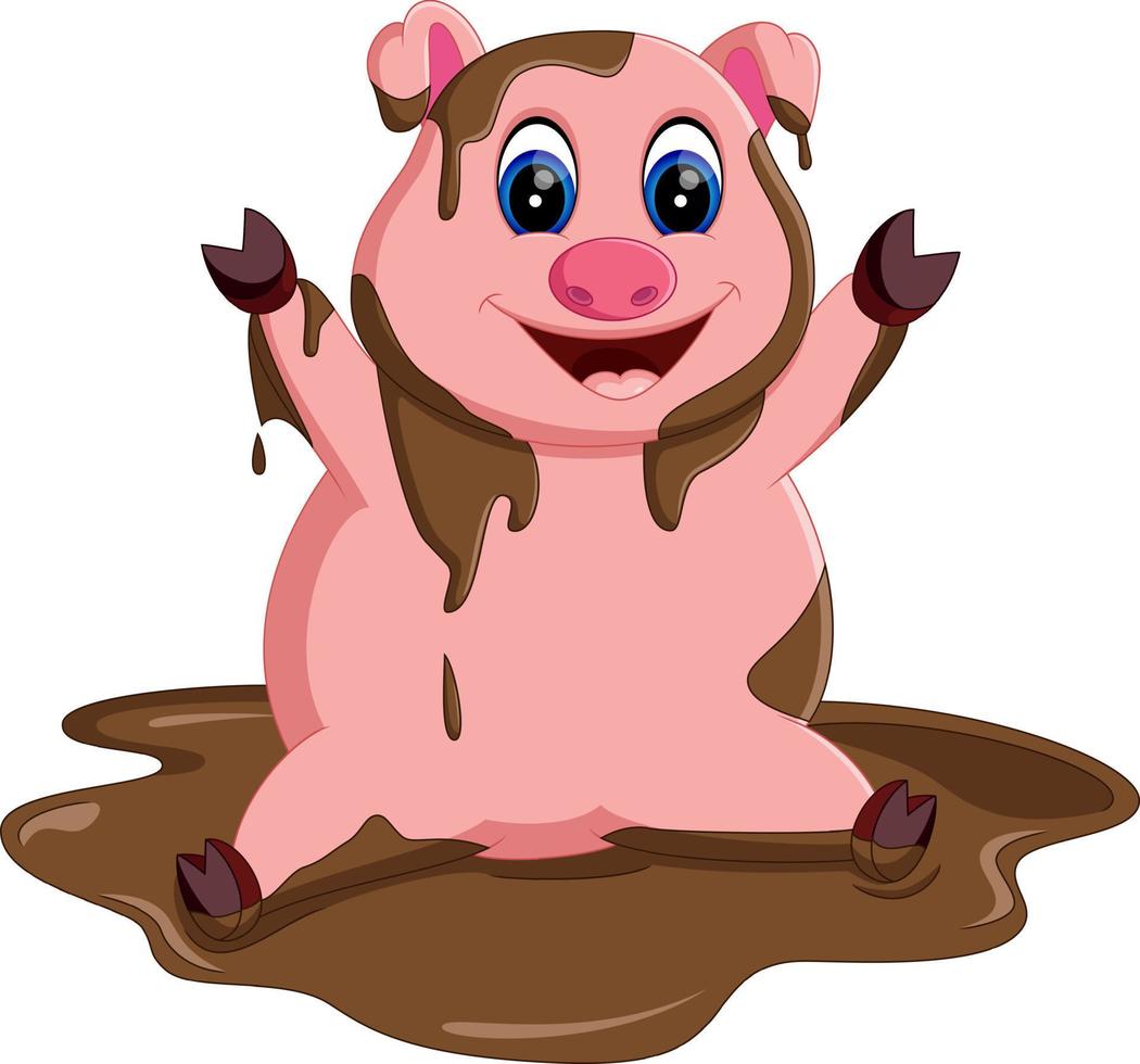 illustration of Cute pig cartoon posing vector