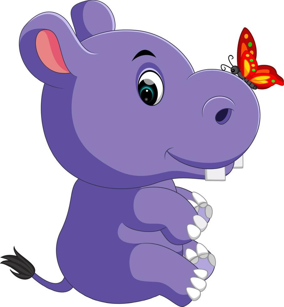 cute baby hippo Cartoon vector