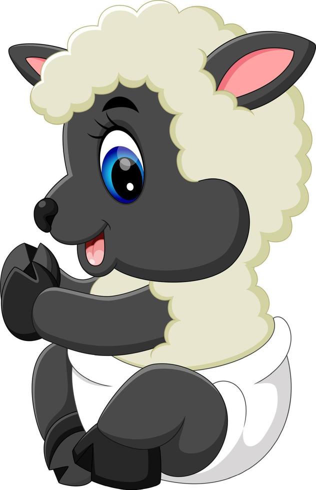 Cute cartoon sheep character vector