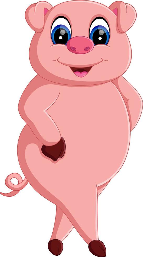 illustration of Cute pig cartoon posing vector