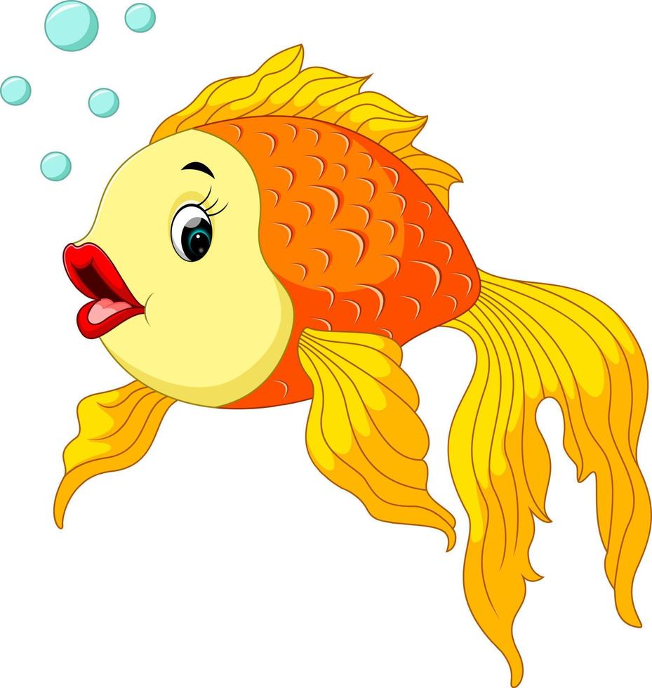 Gold fish with bubbles vector