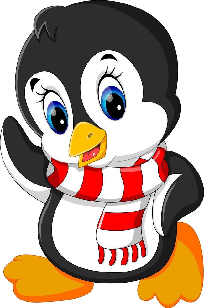 ilustración de dibujos animados lindo pingüino vector