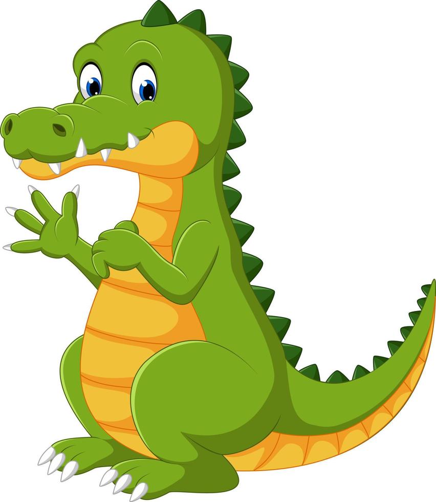 Happy fun cute crocodile cartoon vector