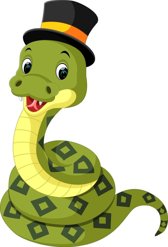 Cute green snake cartoon vector