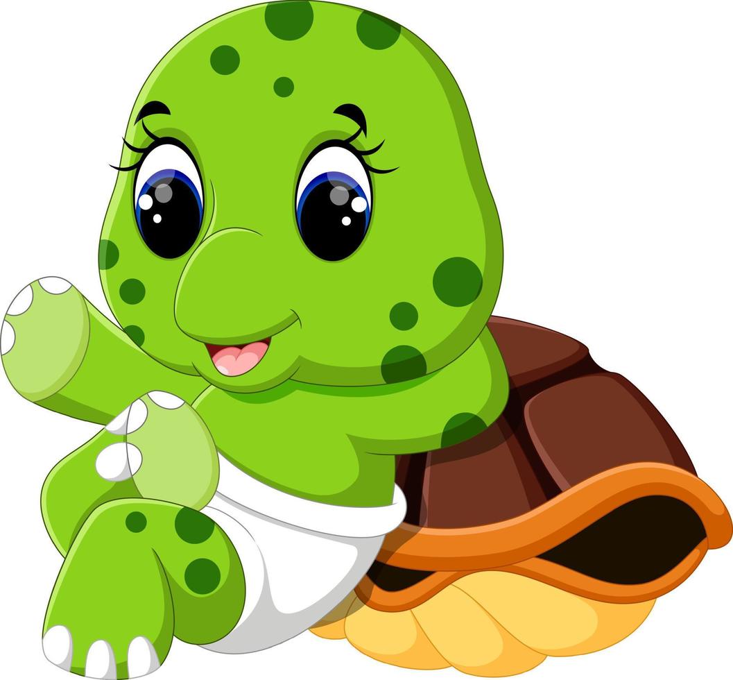 ilustración de dibujos animados lindo tortuga vector