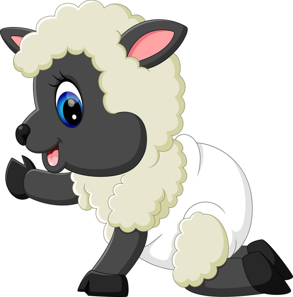 lindo personaje de oveja de dibujos animados vector