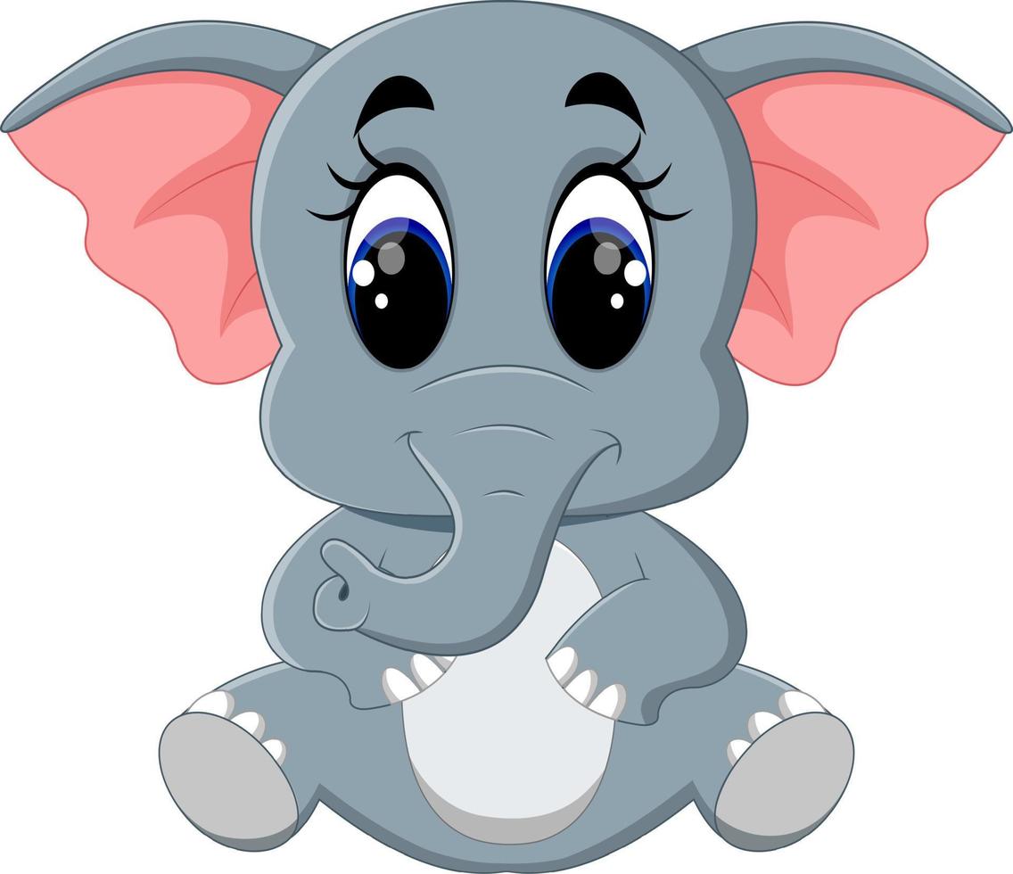 Cute elephant cartoon sitting vector