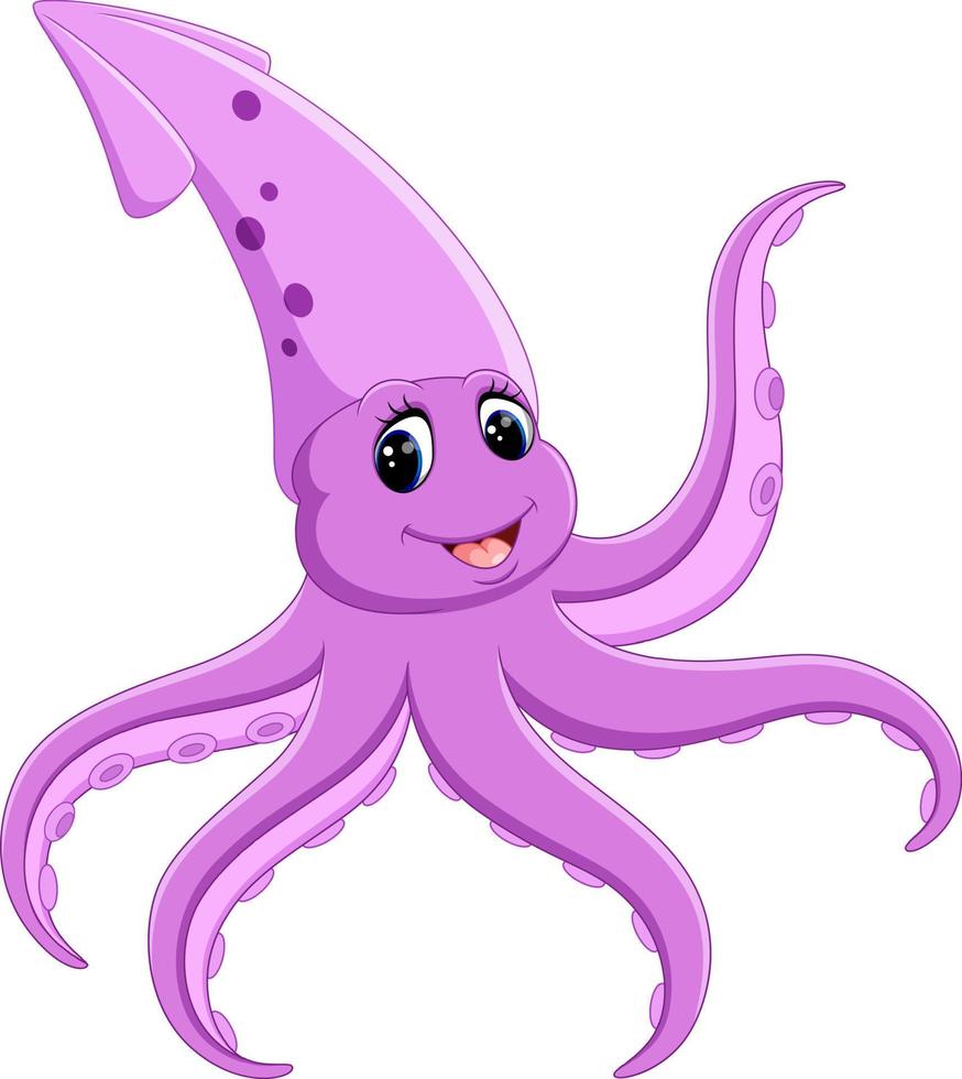 Cute squid cartoon vector
