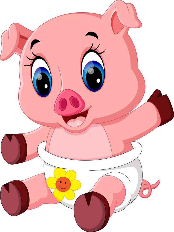 illustration of Cute baby pig cartoon vector