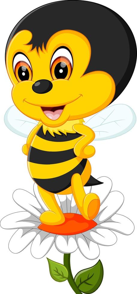 cute Bee cartoon flying of illustration vector