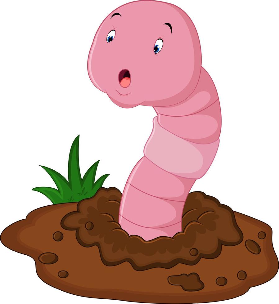 Funny cartoon earthworm vector