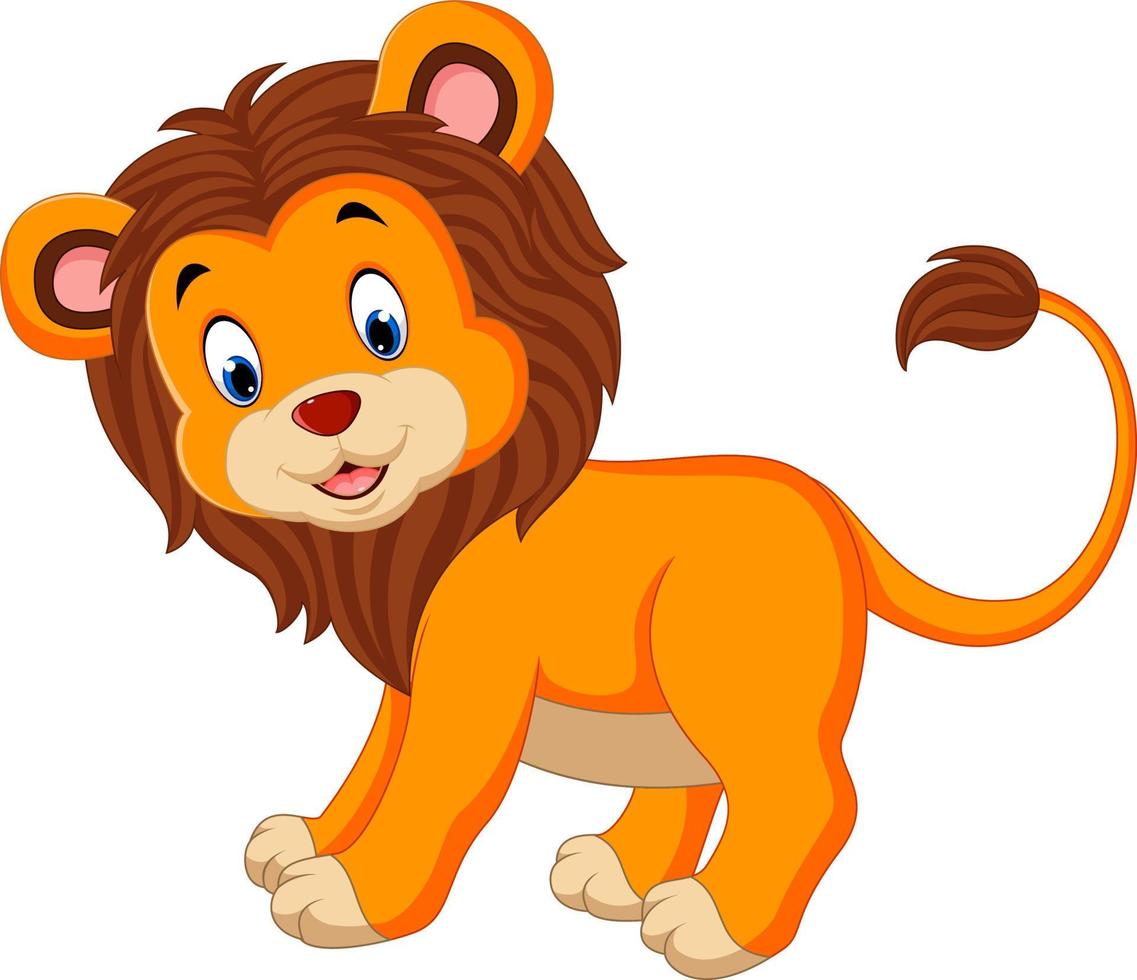 lindo león de dibujos animados vector