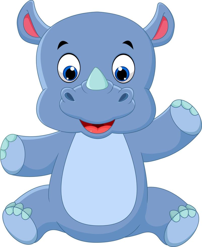 cute baby rhino vector