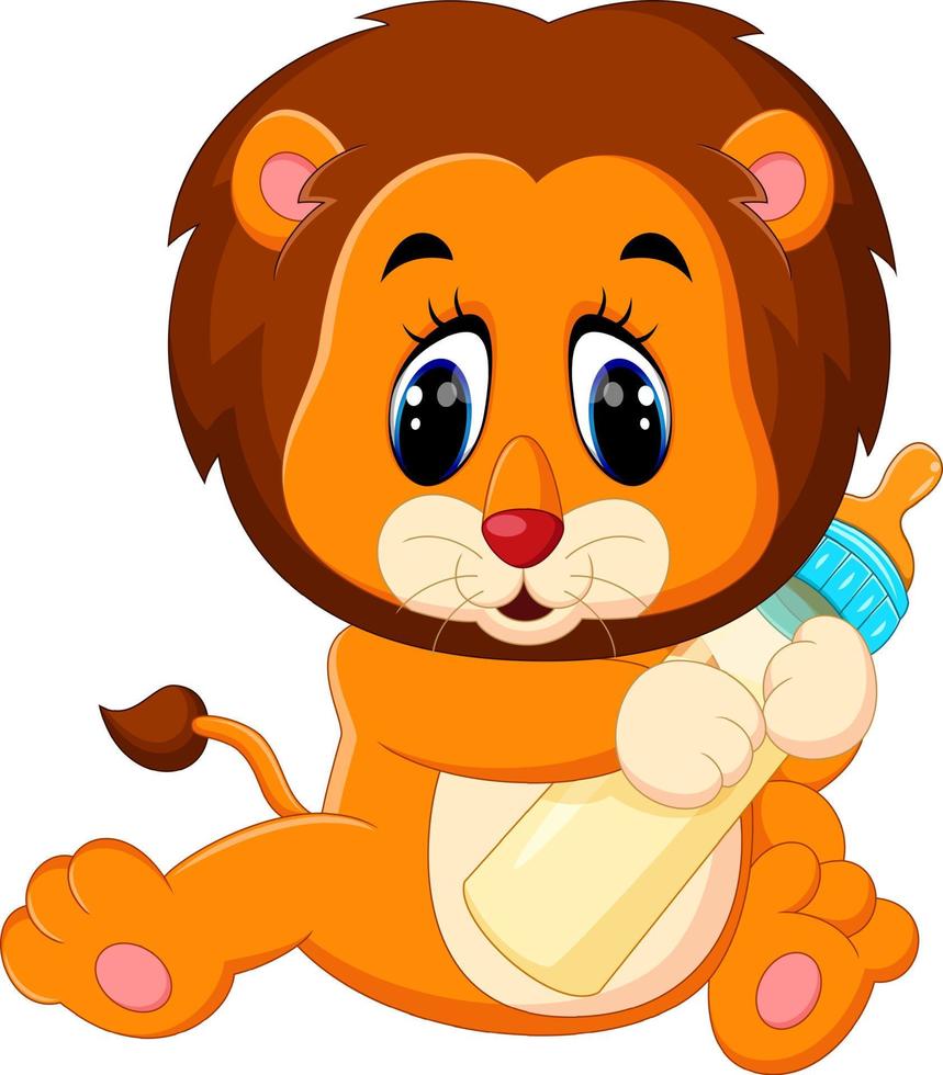 illustration of cute baby lion cartoon vector