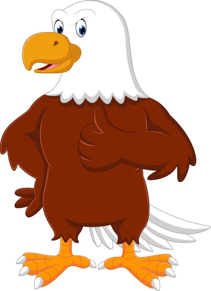 Eagle cartoon giving thumb up vector