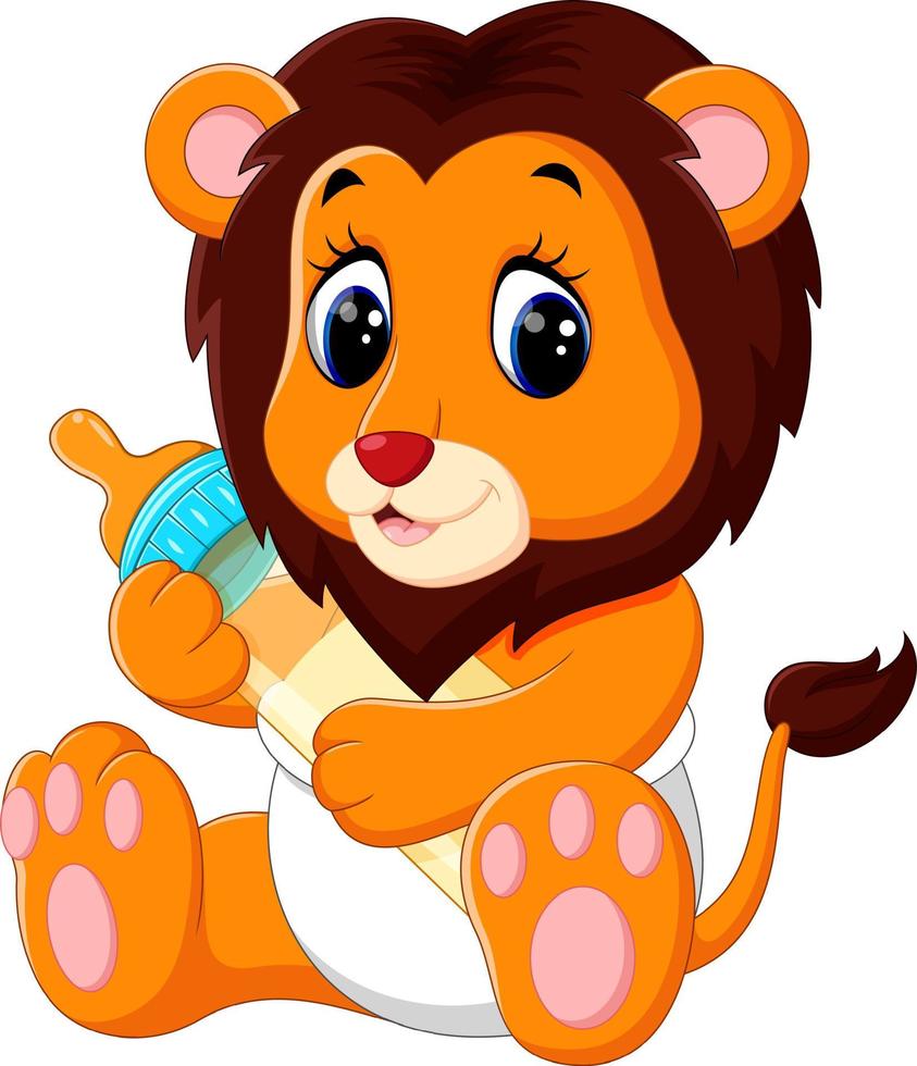 illustration of cute baby lion cartoon vector