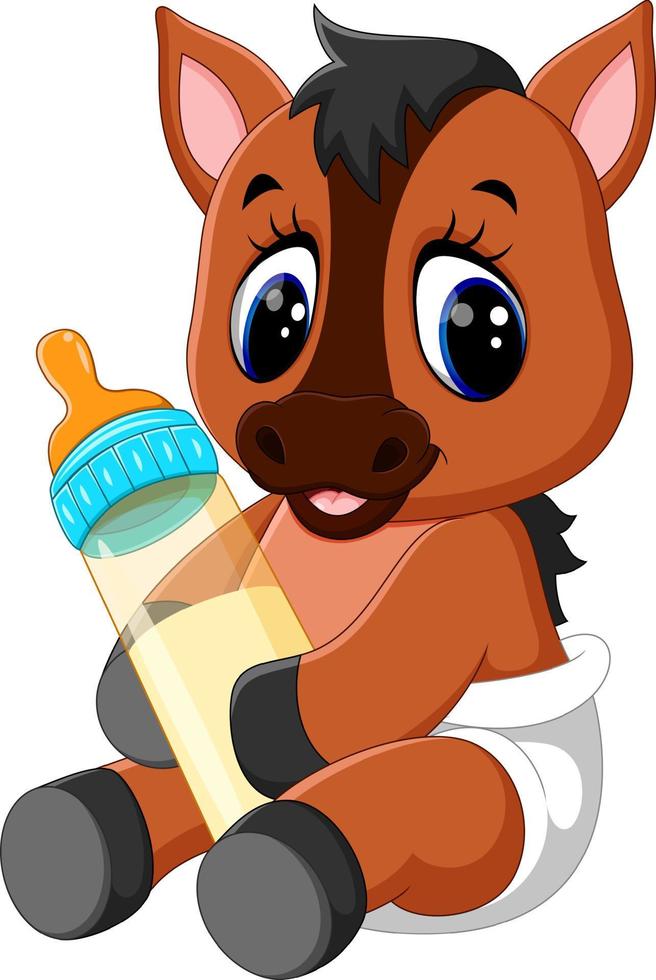 illustration of Cute baby horse cartoon vector