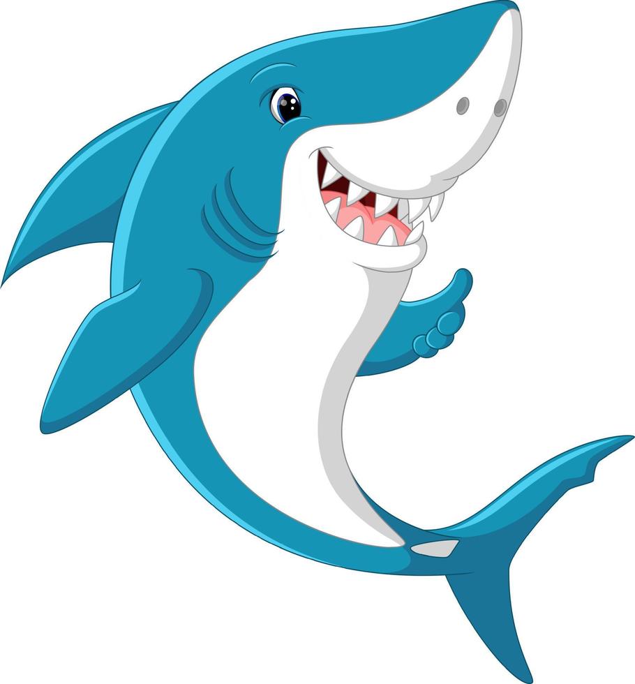 Cute shark giving thumb up vector