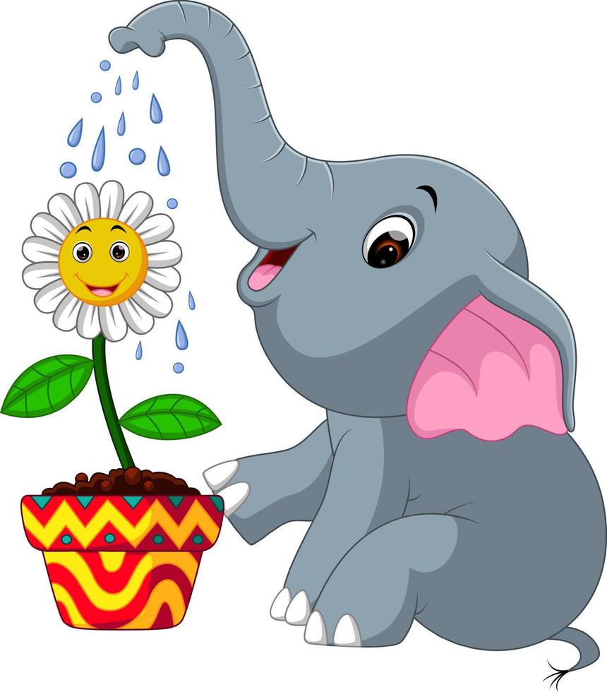 cute elephant cartoon vector