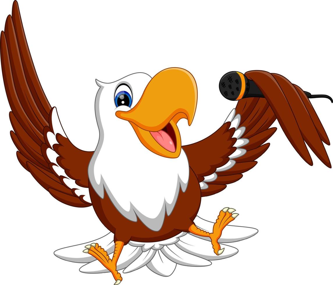 Cartoon bald eagle standing with wings extended vector