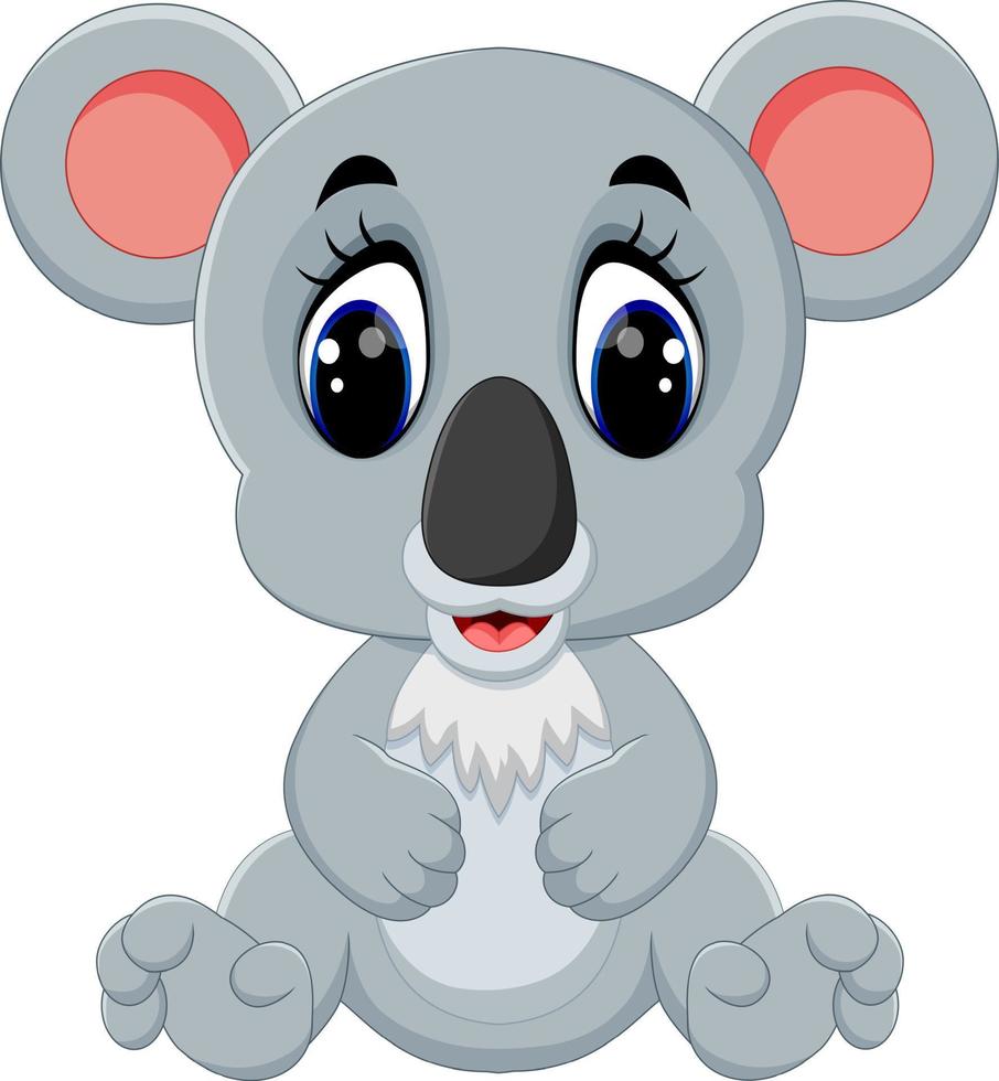 caricatura, adorable, koala, sentado, aislado, blanco, plano de fondo vector