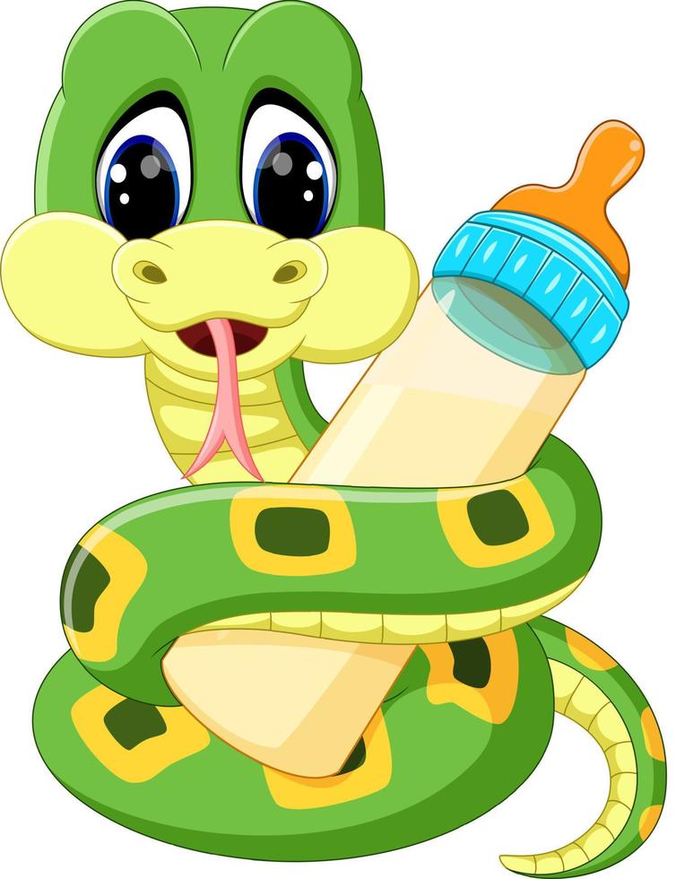 ilustración de dibujos animados lindo serpiente verde vector