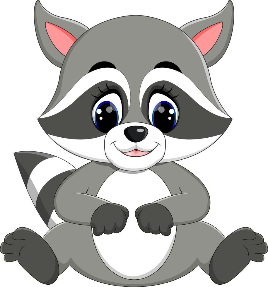 baby raccoon cartoon vector