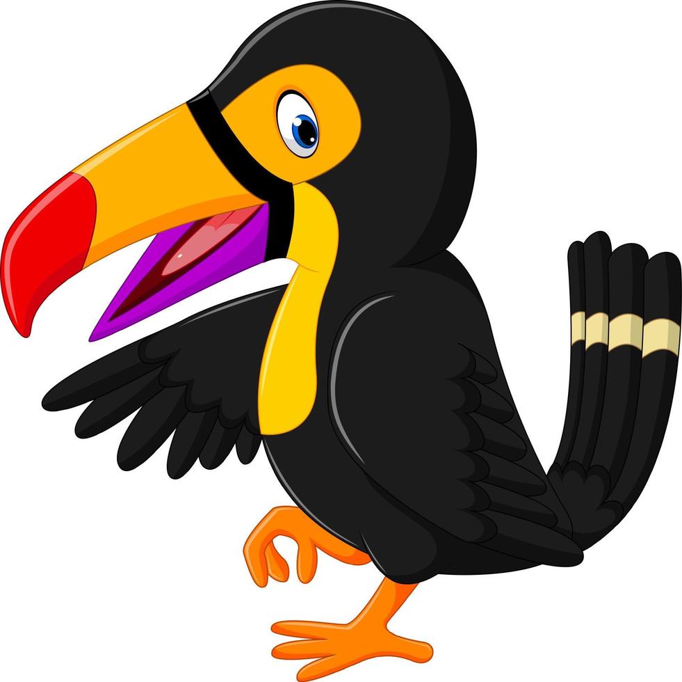 Cartoon happy bird toucan vector