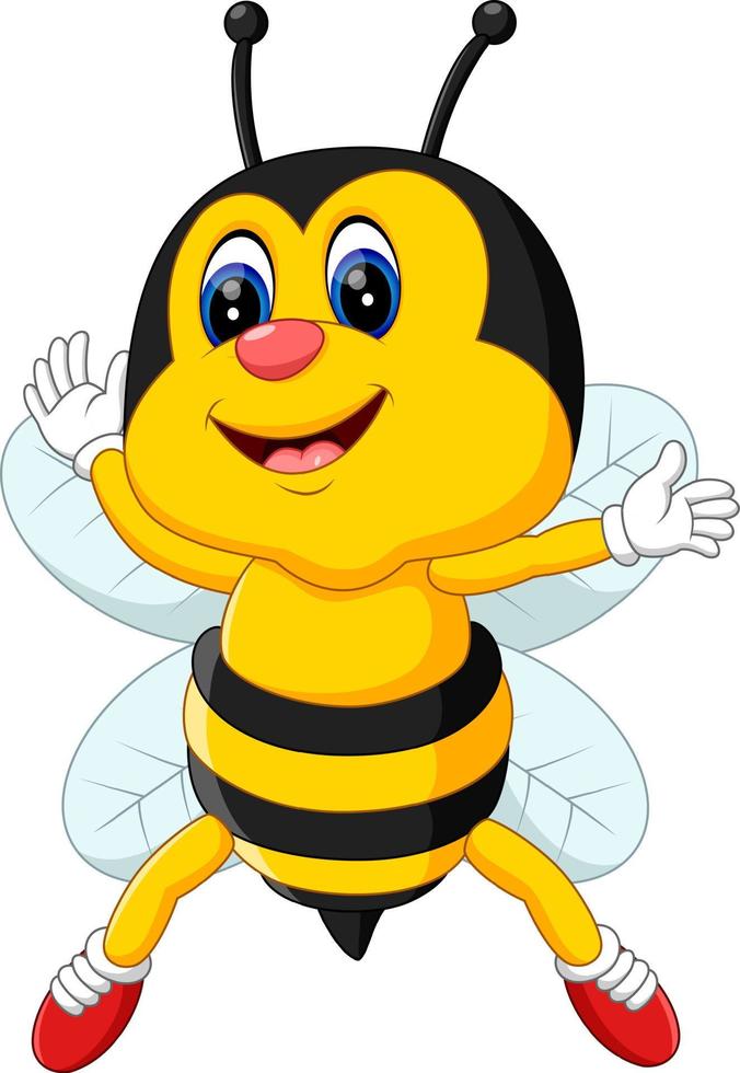 cute Bee cartoon flying of illustration vector