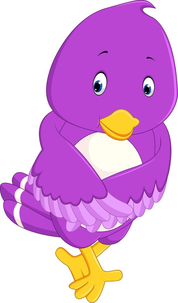 Cute purple bird cartoons vector