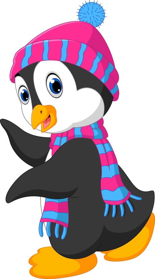 dibujos animados lindo pingüino vector