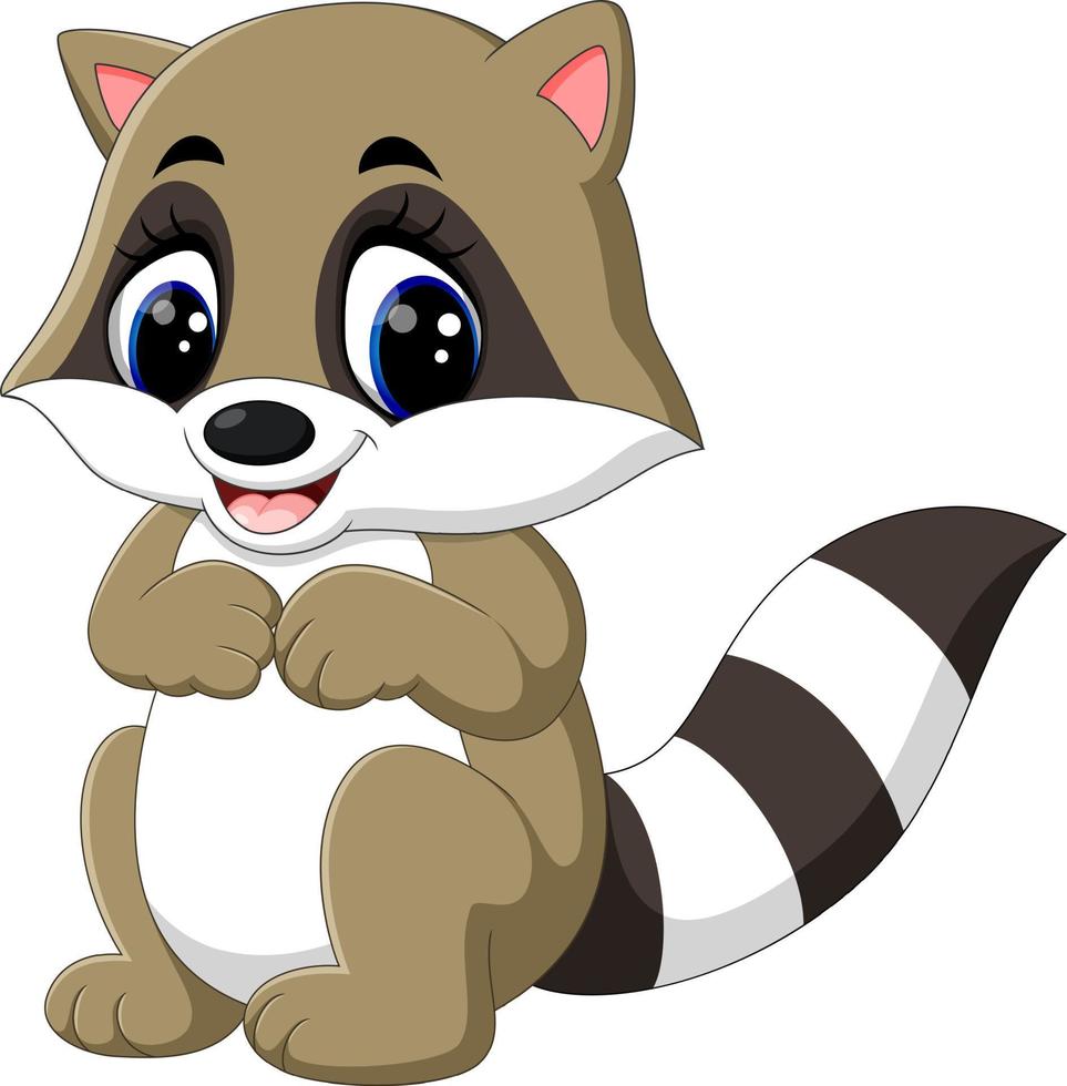 baby raccoon cartoon vector
