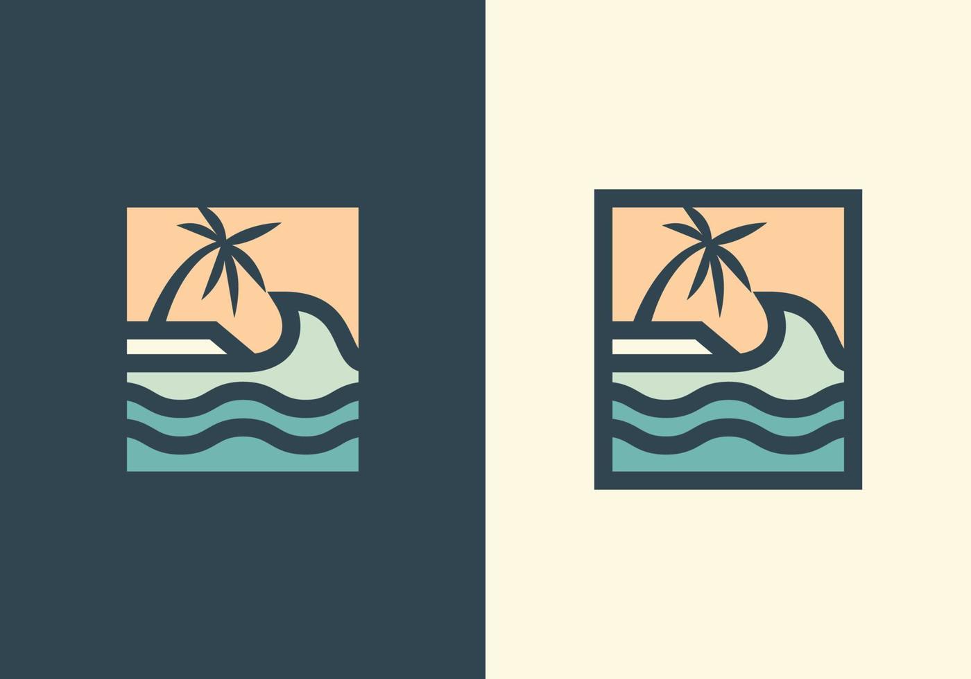 beach scenery logo design vector