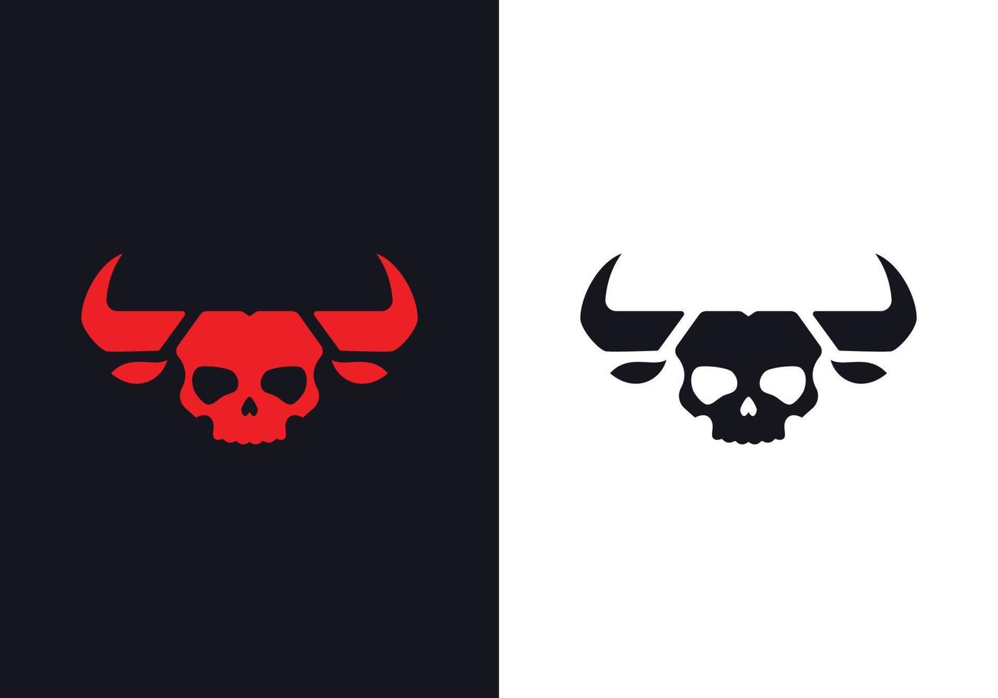 skull bull logo design vector